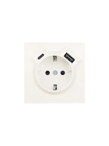 Розетка 1-мест. с/з Type-C+USB разъем СП ZIMA IP20 слон. кость LEZARD 704-9088-181TC