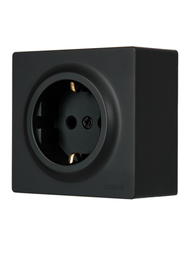 Розетка 1-м ОП LETO с заземл. ПБТ черн. бархат LEZARD 752-4200-122B фото 3