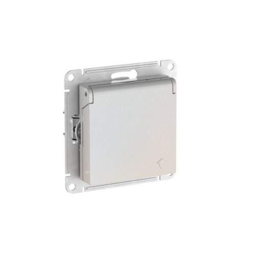 Розетка AtlasDesign 16А IP20 с заземл. защ. шторки с крышкой быстрозажим. клем. механизм жемчуж. SE ATN000446S