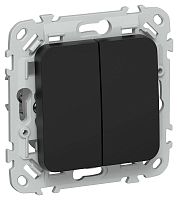 Выключатель 2-кл. СП FLITE ВС12-1-0-ФлЧ 10А механизм черн. IEK FI-V20-0-10-1-K02