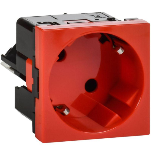 Розетка 2мод. 16А 250В 45град. с заземл. без защ. шторок безвинт. зажимы красн. ИЭК Leg 4525058