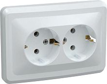 Розетка 2-м СП Вега РС12-3-ВБ с заземл. контактом без защ. шторок 16А бел. GENERICA ERV21-K01-16-DM