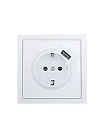 Розетка 1-м ZIMA IP20 + USB с заземл. механизм бел. LEZARD 704-0288-181
