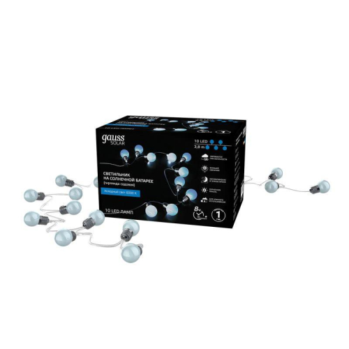 Гирлянда светодиодная садовая Solar "Большие Шары" 10 ламп бел. IP44 GAUSS GS033 фото 5