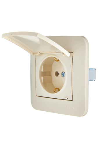 Розетка 1-м СП ASTI 16А IP20 с заземл. с крышкой термопласт в сборе крем. LEZARD 7081-0303-123В фото 3 Розетка 1-м СП ASTI 16А IP20 с заземл. с крышкой термопласт в сборе крем. LEZARD 7081-0303-123В фото 3