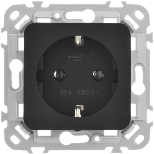 Розетка СП FLITE РС11-1-ФлЧ 16А с заземл. без защ. шторок безвинтовое крепление механизм черн. IEK FI-R11-16-1-K02 фото 2 Розетка СП FLITE РС11-1-ФлЧ 16А с заземл. без защ. шторок безвинтовое крепление механизм черн. IEK FI-R11-16-1-K02 фото 2
