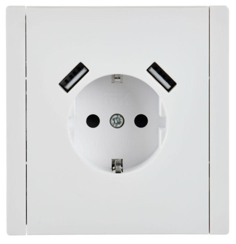 Розетка FORTE&PIANO 16А USB A+A 3.1А FP245 с заземл. защ.шторки винт. крепл. бел. IEK FP-R14-16-U21-D31-K01 фото 2