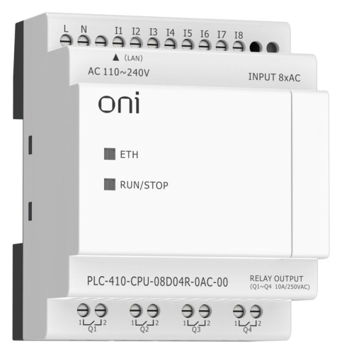 Модуль ЦПУ ПЛК 410 8 DI 4 RO 220В AC с Ethernet портом без экрана ONI PLC-410-CPU-08D04R-0AC-00 фото 4 Модуль ЦПУ ПЛК 410 8 DI 4 RO 220В AC с Ethernet портом без экрана ONI PLC-410-CPU-08D04R-0AC-00 фото 4