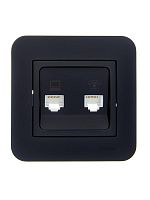 Розетка компьютерная+телефонная 2-м СП ASTI RJ45 + RJ11 в сборе черн. бархат LEZARD 7081-4242-143