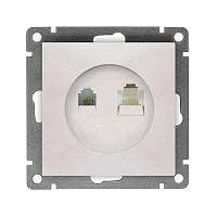 Розетка компьютерная + телефонная 2-м СП Афина механизм жемчуж. Universal A0052-OBr