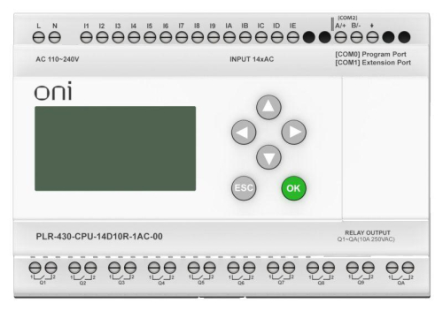 Модуль ЦПУ ПЛК 430 14 DI 10 RO 220В AC с экраном ONI PLR-430-CPU-14D10R-1AC-00 фото 2