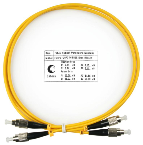 Шнур оптический duplex FC-FC 9/125 FOP(d)-9-FC-FC-1м см 1м LSZH Cabeus 7490c