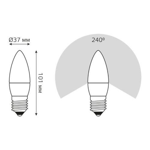 Лампа светодиодная Elementary 8Вт свеча 4100К нейтр. бел. E27 540лм GAUSS 33228 фото 4