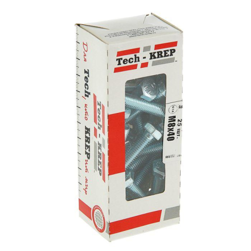 Болт с шестигранной головкой DIN933 М8х40 оцинк. (уп.25шт) Tech-Krep/Zitar 105210