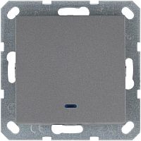 Переключатель проходной 1-кл. 10А IP20 с подсветкой механизм алюм. Jasmart G3012NS