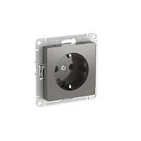 Розетка AtlasDesign 16А с заземл. быстрозажим. клем. механизм сталь SE ATN000943S