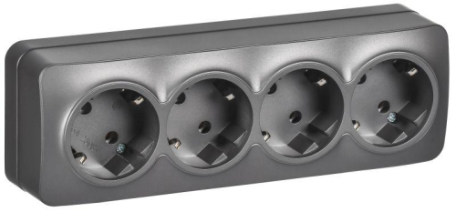 Розетка 4-м ОП GLORY РС24-3-ХСм 16А с заземл. без защ. шторок сталь матов. IEK ERH41-K46M-16