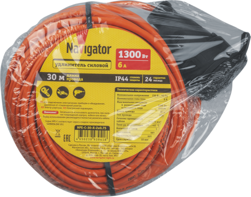 Удлинитель-шнур 30м без заземл. 93 941 NPE-C-30-X-2x0.75 NAVIGATOR 93941 Удлинитель-шнур 30м без заземл. 93 941 NPE-C-30-X-2x0.75 NAVIGATOR 93941