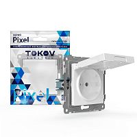Розетка 1-м СП Pixel IP44 с заземл. защ. шторки с крышкой механизм бел. TOKOV ELECTRIC TKE-PX-R1ZSW1-C01-IP44