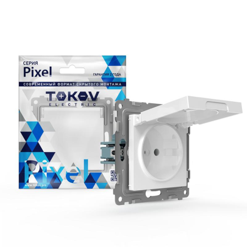 Розетка 1-м СП Pixel IP44 с заземл. защ. шторки с крышкой механизм бел. TOKOV ELECTRIC TKE-PX-R1ZSW1-C01-IP44 Розетка 1-м СП Pixel IP44 с заземл. защ. шторки с крышкой механизм бел. TOKOV ELECTRIC TKE-PX-R1ZSW1-C01-IP44