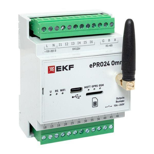 Контроллер удаленного управления 6вх./4вых. Wi-Fi GSM 230 В ePRO24 Omni EKF ePRO24-6-4-WG-OMNI Контроллер удаленного управления 6вх./4вых. Wi-Fi GSM 230 В ePRO24 Omni EKF ePRO24-6-4-WG-OMNI