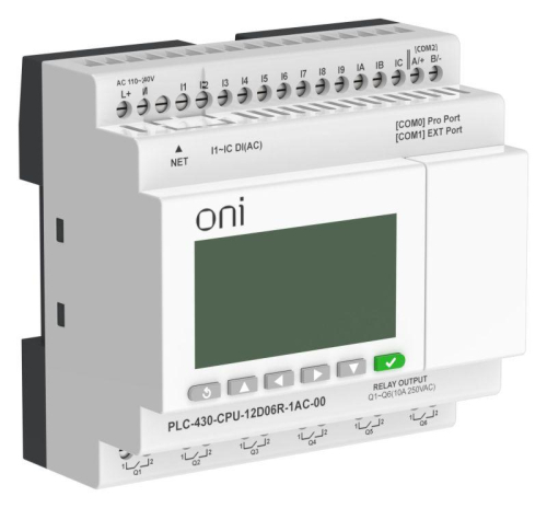 Модуль ЦПУ ПЛК 430 12 DI 6 RO 220В AC с Ethernet портом с экраном ONI PLC-430-CPU-12D06R-1AC-00 фото 5