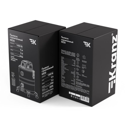 Пылесос строительный KR30 1400Вт 30л 4м Kranz KR-16-1117 фото 18