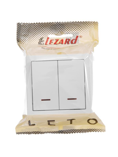Выключатель 2-кл. ОП LETO 10А IP20 с индикацией бел. LEZARD 752-0200-112 фото 2 Выключатель 2-кл. ОП LETO 10А IP20 с индикацией бел. LEZARD 752-0200-112 фото 2