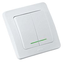 Выключатель 2-кл. СП Мастер 10А IP20 250В с индикацией бел. HEGEL ВС10-352