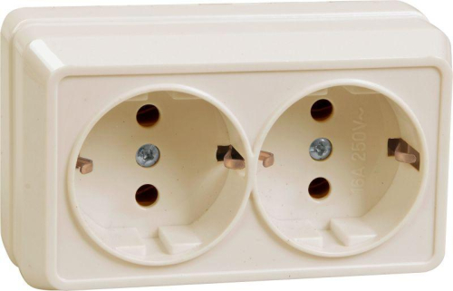 Розетка 2-м ОП Октава РС22-3-ОКм 16А IP20 с заземл. крем. GENERICA ERO21-K33-16-DC