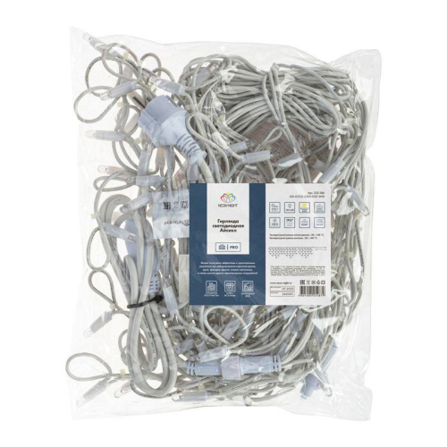 Гирлянда светодиодная "Айсикл" (бахрома) 5х0.7м 152LED тепл. бел. 12Вт IP67 эффект мерцания провод бел. каучук (нужен шнур питания 315-001) Neon-Night 255-386 фото 3