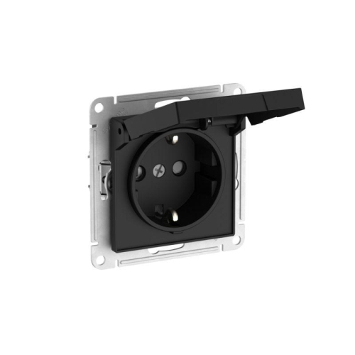 Розетка AtlasDesign 16А IP20 с заземл. защ. шторки с крышкой быстрозажим. клем. механизм карбон SE ATN001046S фото 2