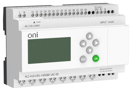 Модуль ЦПУ ПЛК 410 14 DI 8 RO 220В AC с Ethernet портом с экраном ONI PLC-410-CPU-14D08R-1AC-00 Модуль ЦПУ ПЛК 410 14 DI 8 RO 220В AC с Ethernet портом с экраном ONI PLC-410-CPU-14D08R-1AC-00