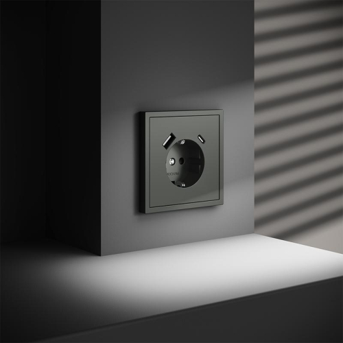Розетка 1-м СП S70 16А с USB A+С с заземл. защ. шторки механизм титан Voltum VLS040506 фото 6
