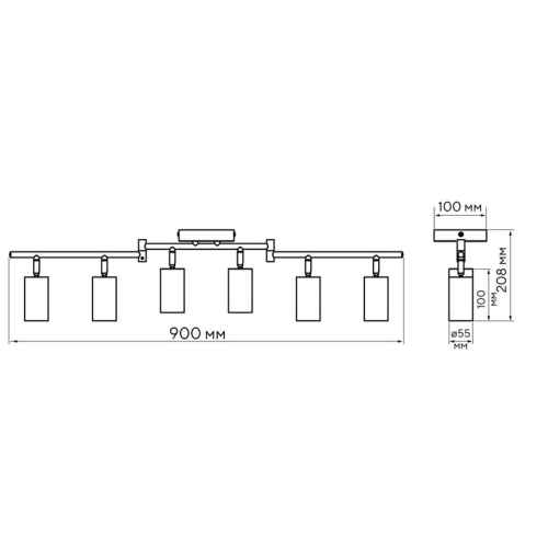 Светильник PCL-0606 6xGU10 IP20 230В BL настен./потолочн. декор. под лампу JazzWay 5066762 фото 3