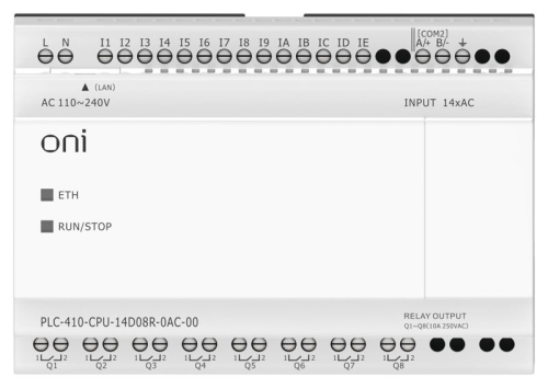 Модуль ЦПУ ПЛК 410 14 DI 8 RO 220В AC с Ethernet портом без экрана ONI PLC-410-CPU-14D08R-0AC-00 фото 6 Модуль ЦПУ ПЛК 410 14 DI 8 RO 220В AC с Ethernet портом без экрана ONI PLC-410-CPU-14D08R-0AC-00 фото 6
