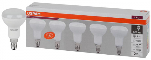 Лампа светодиодная LED Value LVR60 7SW/840 грибовидная матовая E14 230В 2х5 (уп.5шт) OSRAM 4058075583962 Лампа светодиодная LED Value LVR60 7SW/840 грибовидная матовая E14 230В 2х5 (уп.5шт) OSRAM 4058075583962
