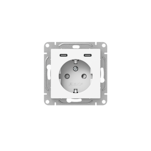Розетка СП Эпика 16А с 2 USB-C с заземл. защ. шторки механизм бел. EKF UP1-SOW-111-2USBC Розетка СП Эпика 16А с 2 USB-C с заземл. защ. шторки механизм бел. EKF UP1-SOW-111-2USBC