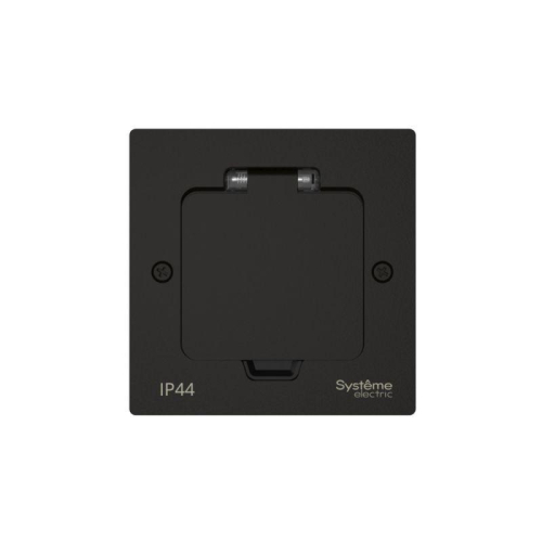 Лючок MultiDesk MDK21 с розеткой 2P+E 16А 250В IP44 с монтажной коробкой для стены фальшпола стола черн. матов. SE MDK21102MBA фото 2