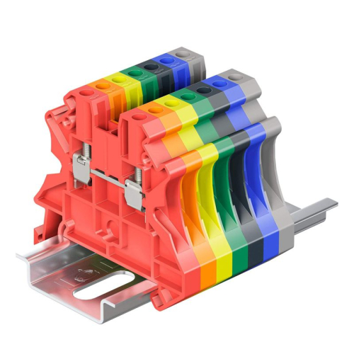 Клемма проходная винтовой зажим 2 точки подключения 4кв.мм зел. DKC TUR-4R-GN фото 2