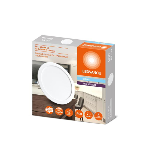 Светильник светодиодный Downlight DL 865 12Вт 6500К IP20 840лм ДВО встраив. даунлайт круглый бел. LEDVANCE 4607194235537 фото 2 Светильник светодиодный Downlight DL 865 12Вт 6500К IP20 840лм ДВО встраив. даунлайт круглый бел. LEDVANCE 4607194235537 фото 2