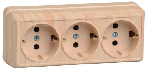 Розетка 3-м ОП Октава РС23-3-ОС 16А IP20 с заземл. сосна GENERICA ERO31-K03-16-DC Розетка 3-м ОП Октава РС23-3-ОС 16А IP20 с заземл. сосна GENERICA ERO31-K03-16-DC