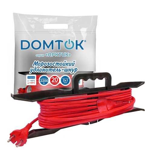 Удлинитель-шнур на рамке 1х50м без заземл. 10А IP44 2.2кВт КГ 2х1 АРКТИК морозостойкий DOMTOK 2591