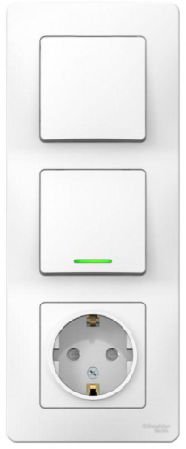 Блок СП Blanca (розетка с заземл. защ. шторки 16А 250В + 1-кл. выкл. с подсветкой + 1-кл. выкл.) бел. SE BLNBS101111 фото 2 Блок СП Blanca (розетка с заземл. защ. шторки 16А 250В + 1-кл. выкл. с подсветкой + 1-кл. выкл.) бел. SE BLNBS101111 фото 2
