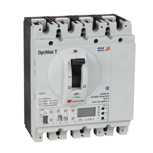Выключатель автоматический для защиты двигателя OptiMat T250L ETE-M 100A 3P КЭАЗ 355933 Выключатель автоматический для защиты двигателя OptiMat T250L ETE-M 100A 3P КЭАЗ 355933