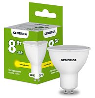 Лампа светодиодная PAR16 8Вт софит 3000К GU10 230В GENERICA LL-PAR16-08-230-30-GU10-G