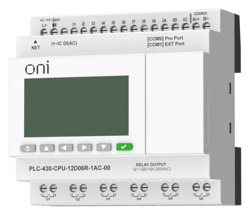 Модуль ЦПУ ПЛК 430 12 DI 6 RO 220В AC с Ethernet портом с экраном ONI PLC-430-CPU-12D06R-1AC-00 фото 3