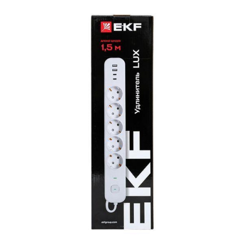 Удлинитель 5х1.5м IP20 2USB 2.4А+2type-C LUX 1.5кв.мм EKF UBA-LUX-515-TC фото 10