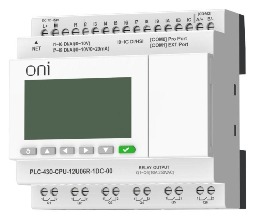 Модуль ЦПУ ПЛК 430 4 DI 6 UI (0-10В/DI) 2 UI (0-10В/0-20мА/DI) 6 RO 24В DC с Ethernet портом с экраном ONI PLC-430-CPU-12U06R-1DC-00 фото 3