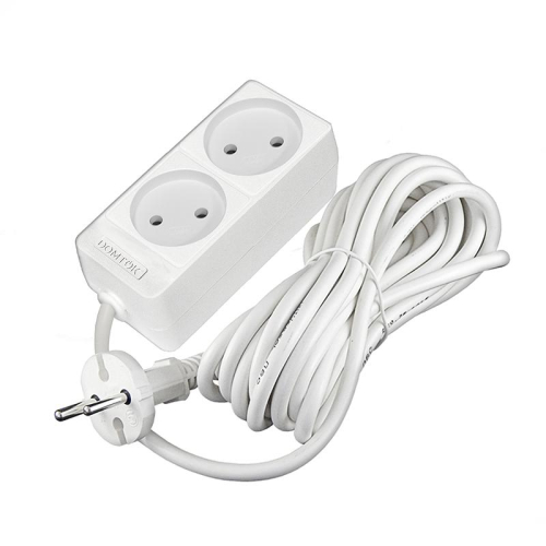 Удлинитель 2х5м без заземл. 10А IP20 2.2кВт ПВС 2х1 бел. DOMTOK 2347 фото 3 Удлинитель 2х5м без заземл. 10А IP20 2.2кВт ПВС 2х1 бел. DOMTOK 2347 фото 3